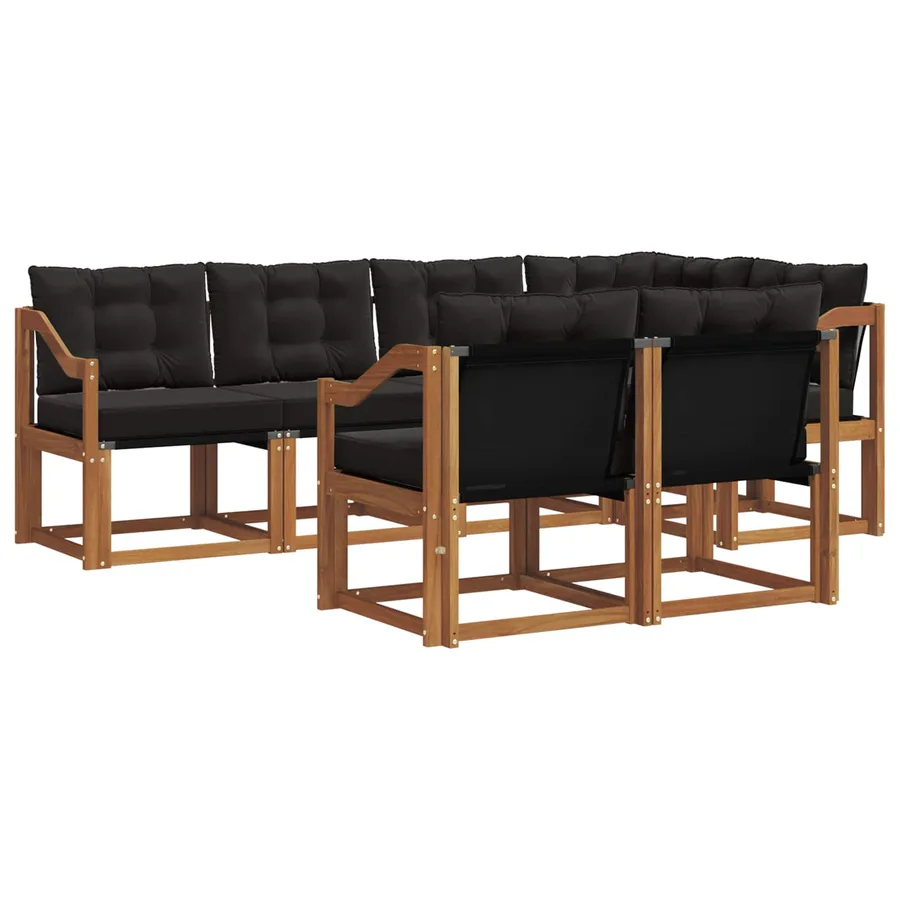 Ensemble de canapés d'extérieur 7 pcs Naturel et Noir - 2