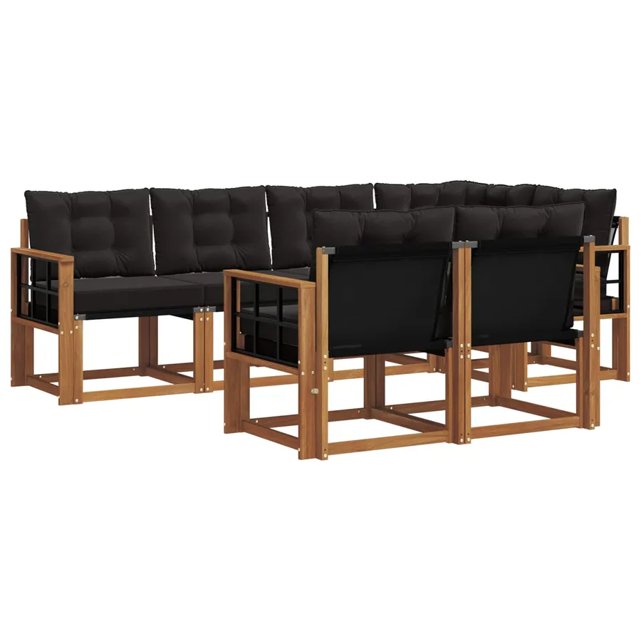 Ensemble de canapés d'extérieur 7 pcs Naturel et Noir - 2
