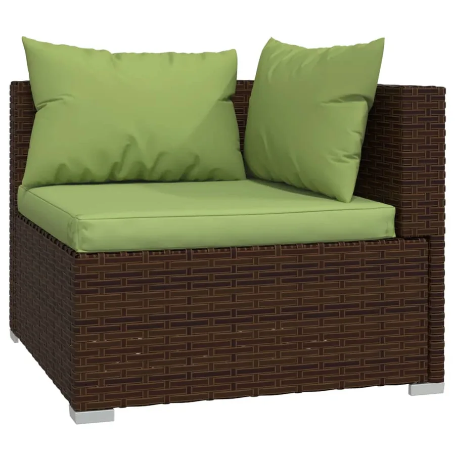 Salon de jardin 8 pcs avec coussins Résine tressée Marron - 5