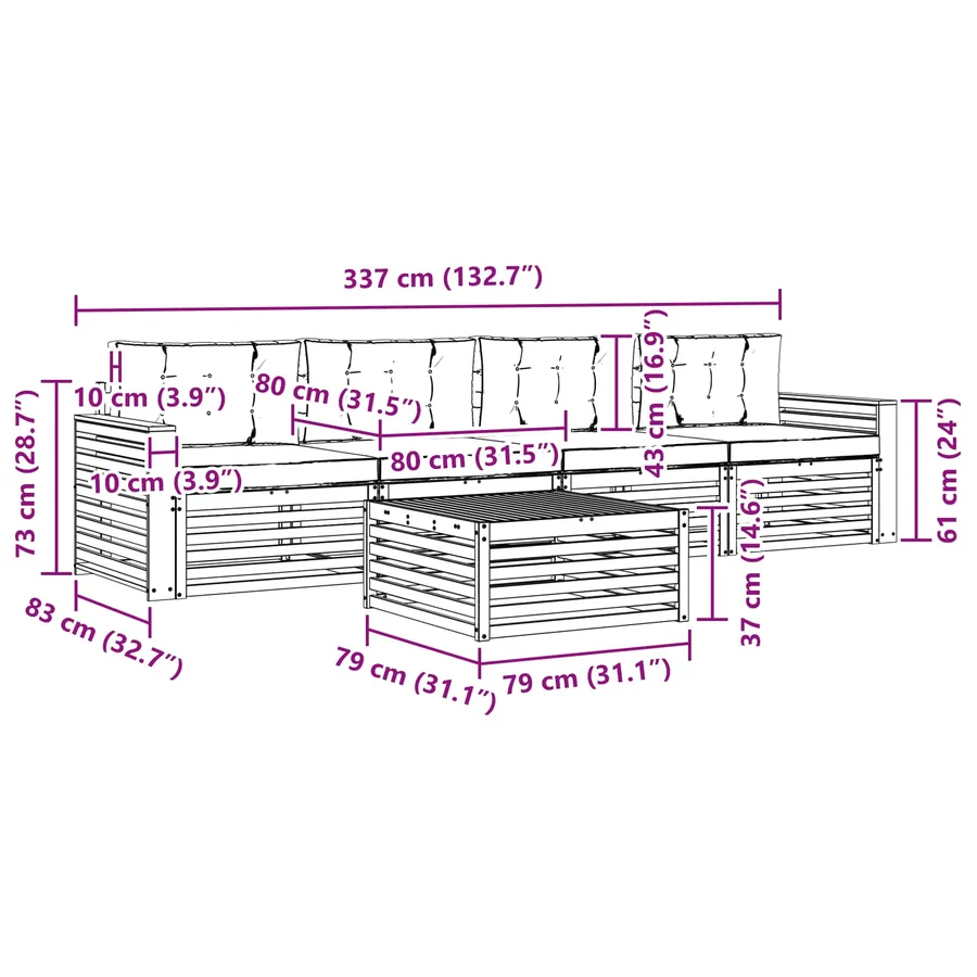 Ensemble de canapés d'extérieur 5 pcs Naturel et Crème - 9