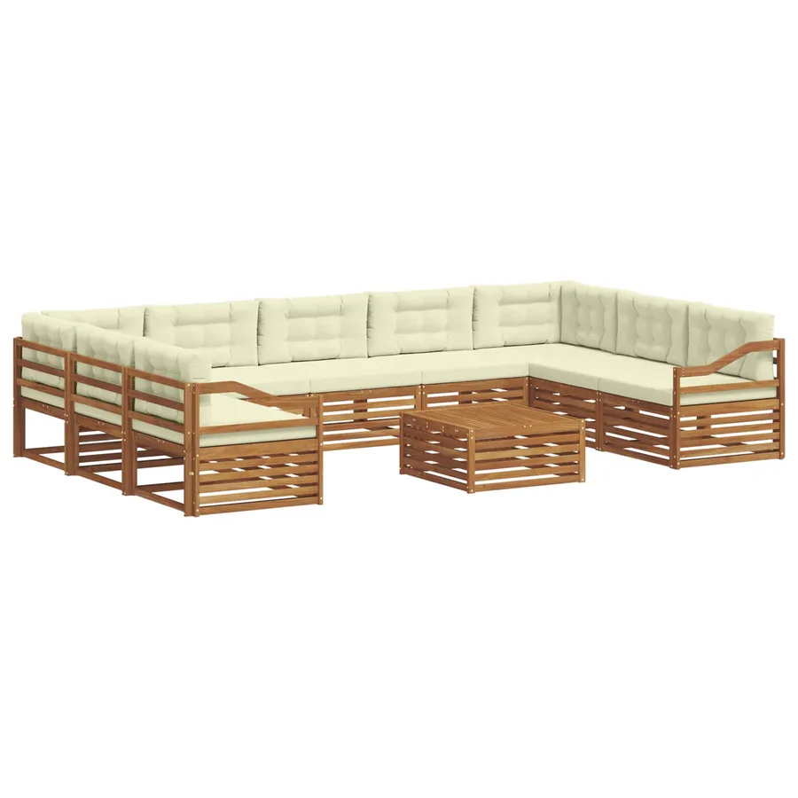 Ensemble de canapés d'extérieur 10 pcs Naturel et Crème - 2