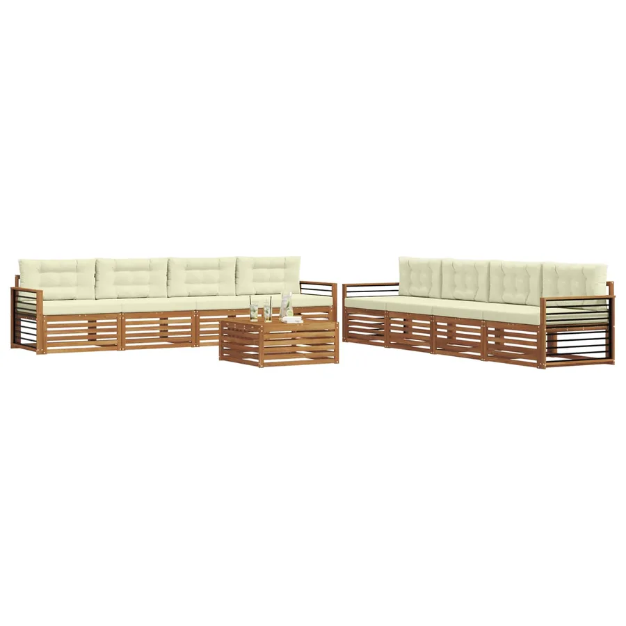 Ensemble de canapés d'extérieur 9 pcs Naturel et Crème - 3