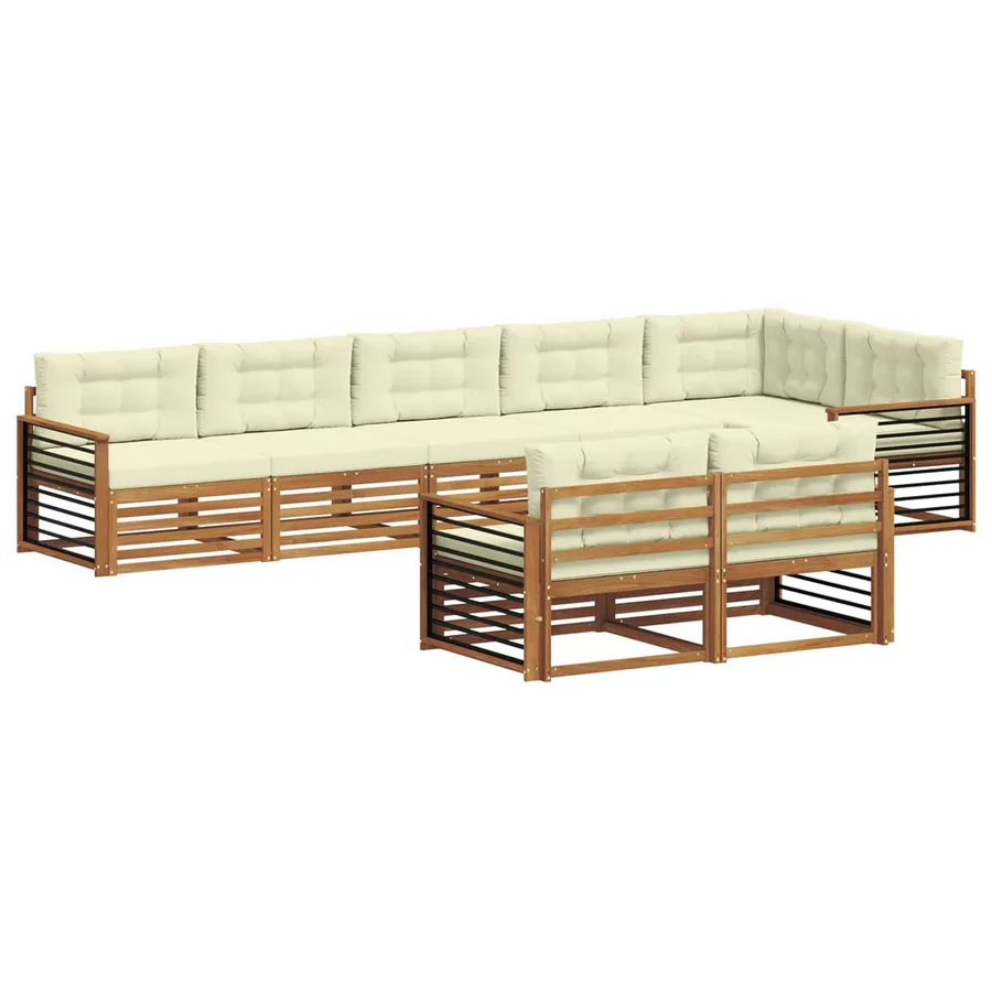 Ensemble de canapés d'extérieur 8 pcs Naturel et Crème - 2