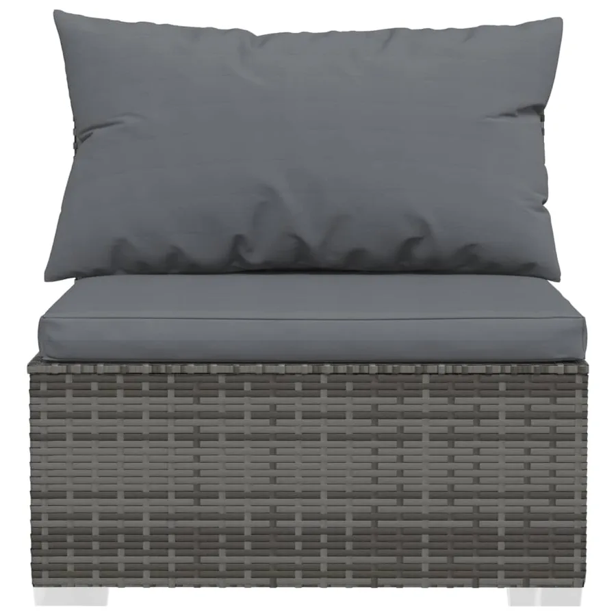 Salon de jardin 10 pcs avec coussins Gris Résine tressée - 4