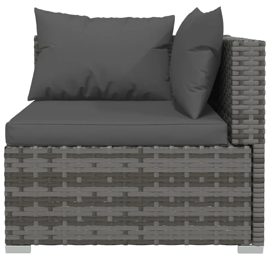 Salon de jardin 10 pcs avec coussins Gris Résine tressée - 6