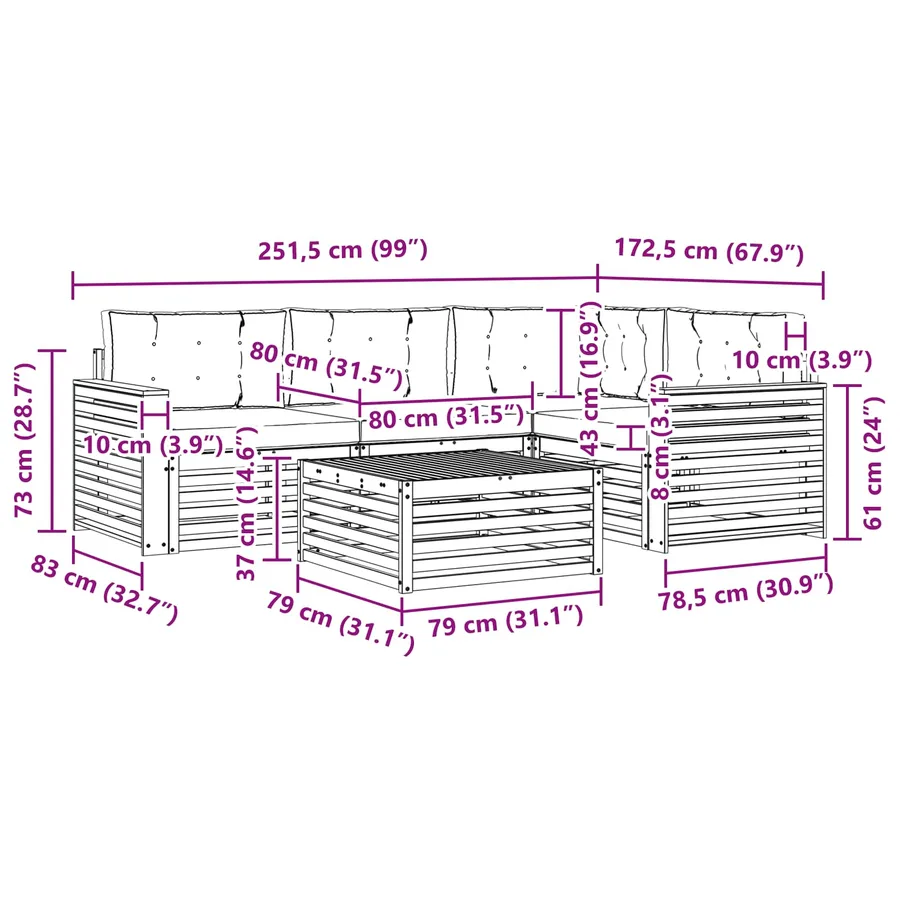 Ensemble de canapés d'extérieur 5 pcs Naturel et Crème - 10