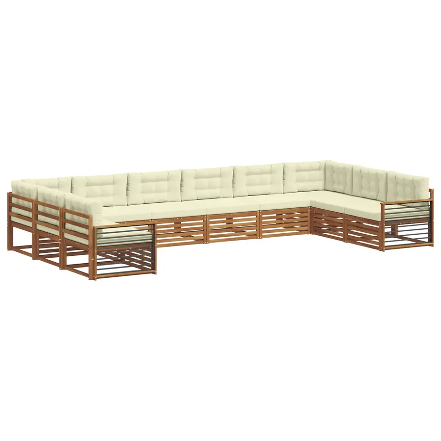 Ensembles de canapés avec coussin 10 pcs Naturel et Crème - 2