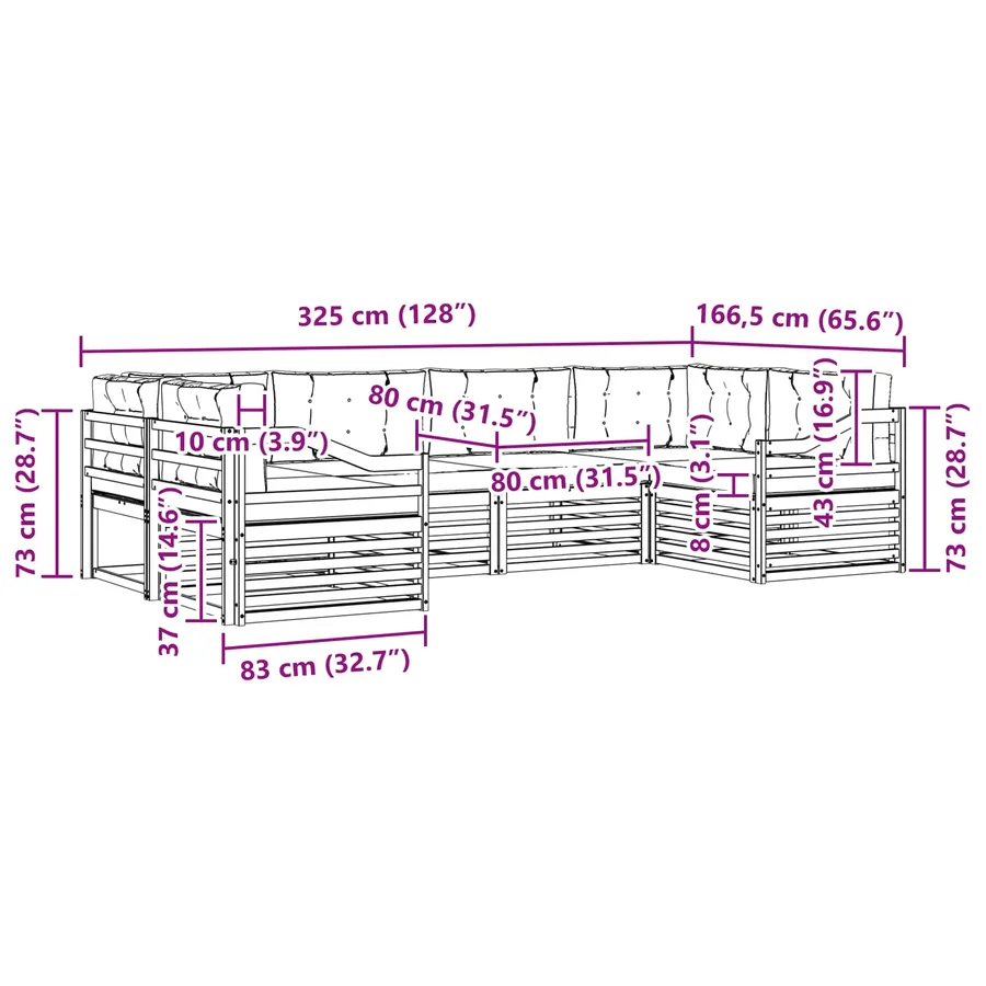 Ensemble de canapés d'extérieur 6 pcs Naturel et Crème - 9