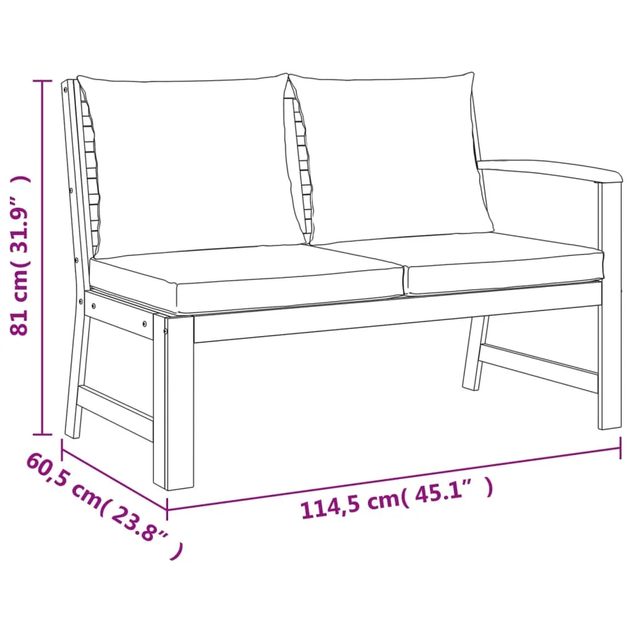 Ensemble à manger de jardin coussins 7 pcs Bois acacia - 11