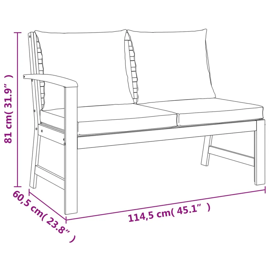 Ensemble à manger de jardin 4 pcs coussins Bois acacia - 8