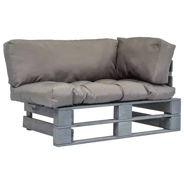 Canapé de jardin palette avec coussins gris Pinède