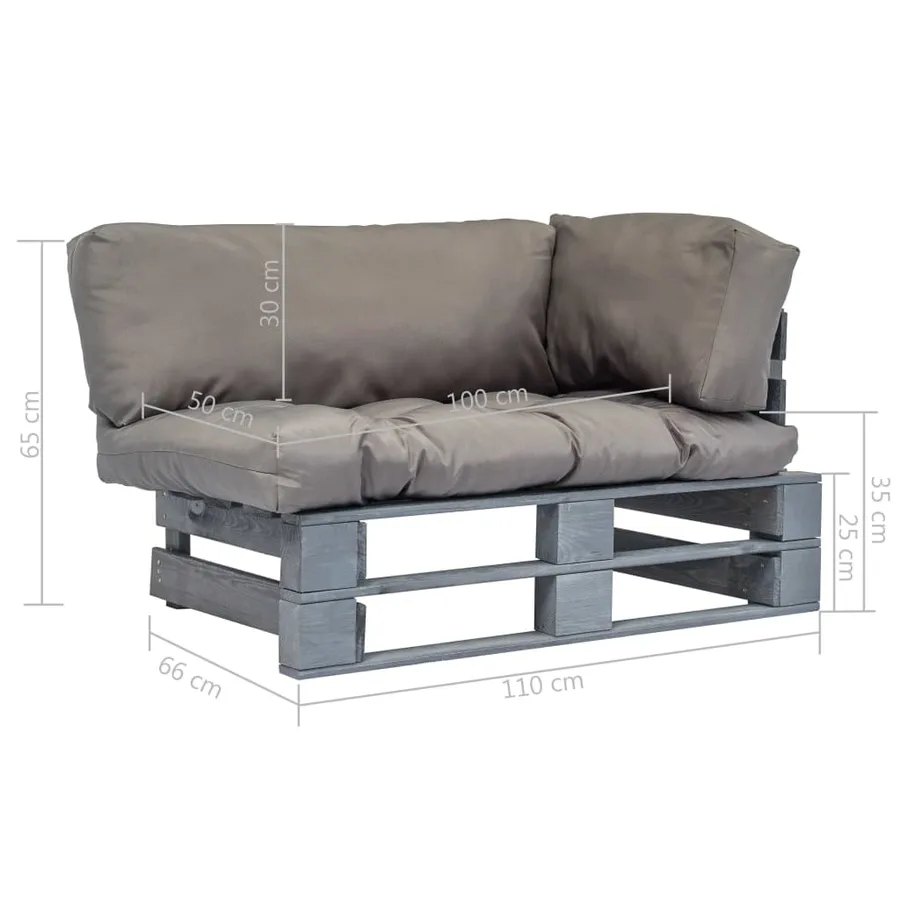Canapé de jardin palette avec coussins gris Pinède - 7