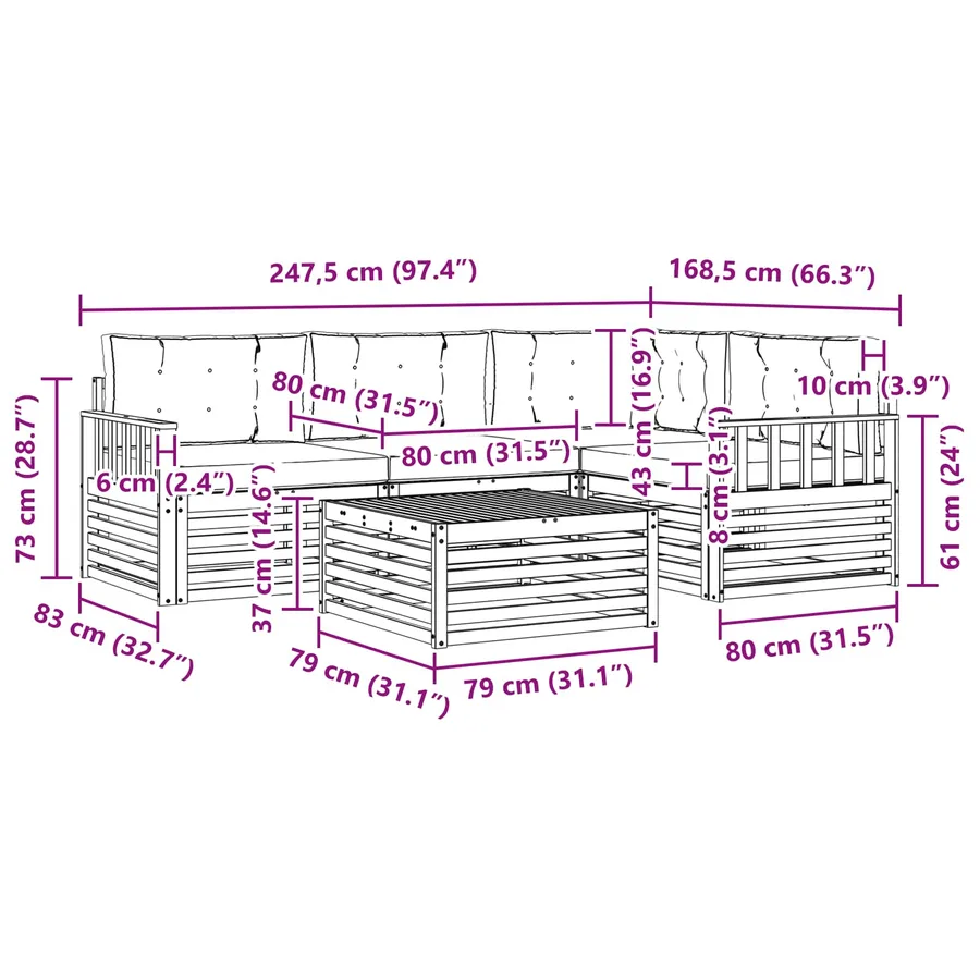 Ensemble de canapés d'extérieur 5 pcs Naturel et Crème - 8
