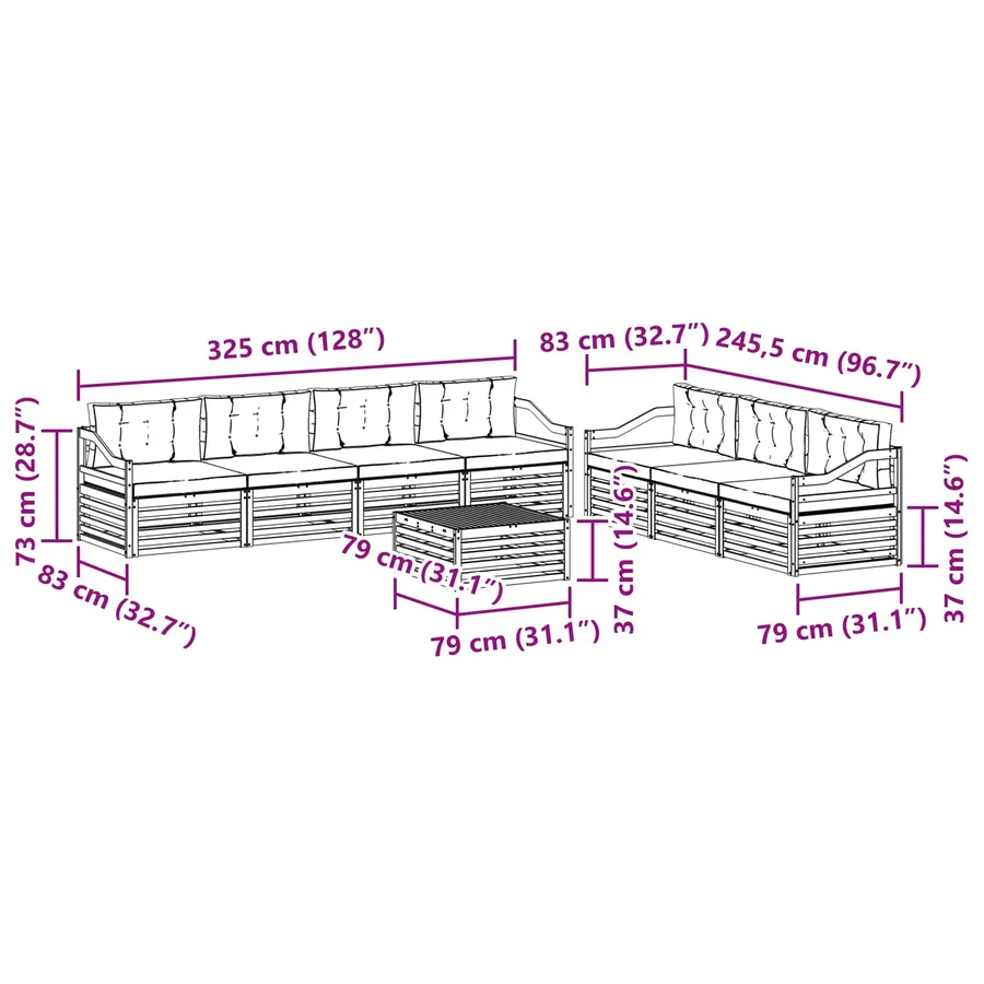Ensemble de canapés d'extérieur 8 pcs Naturel et Crème - 9