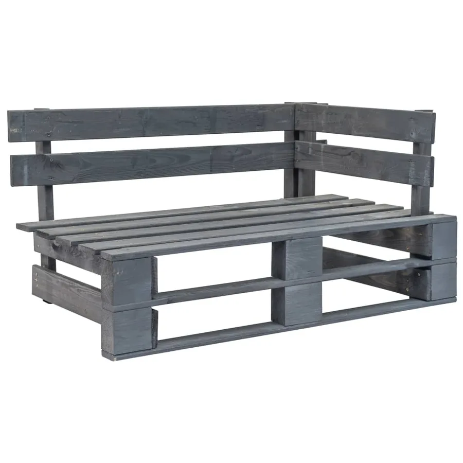 Canapé d'angle palette de jardin Gris Bois de pin imprégné - 2