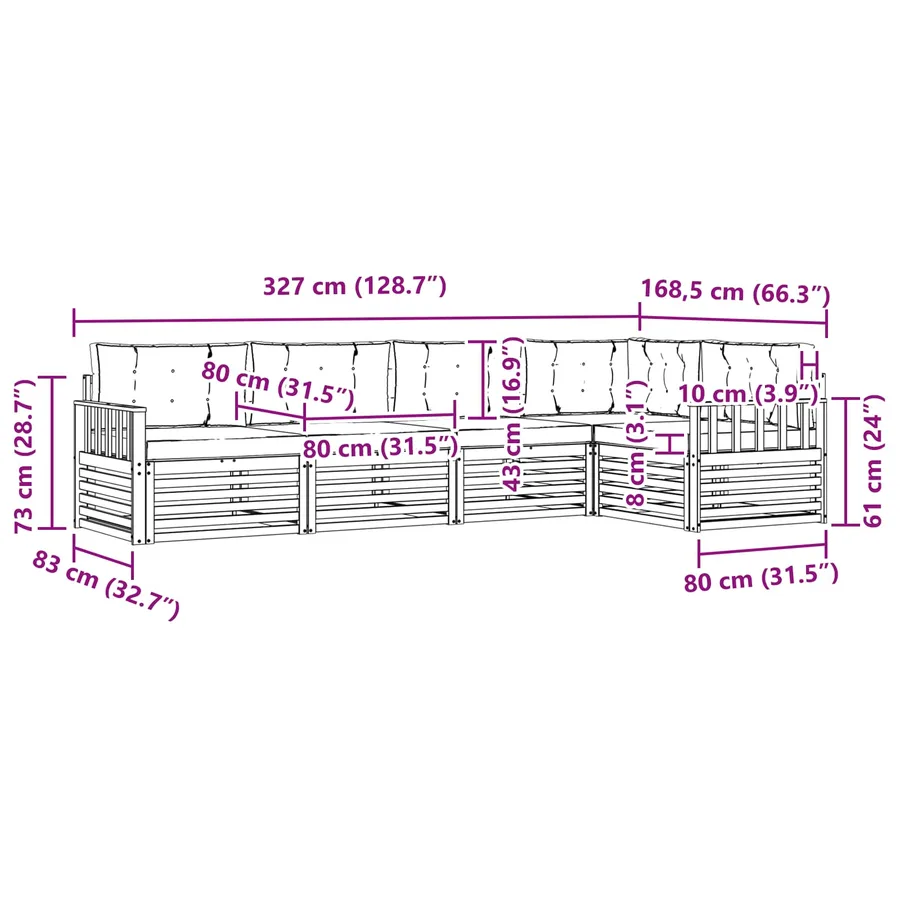 Ensemble de canapés d'extérieur 5 pcs Naturel et Crème - 8