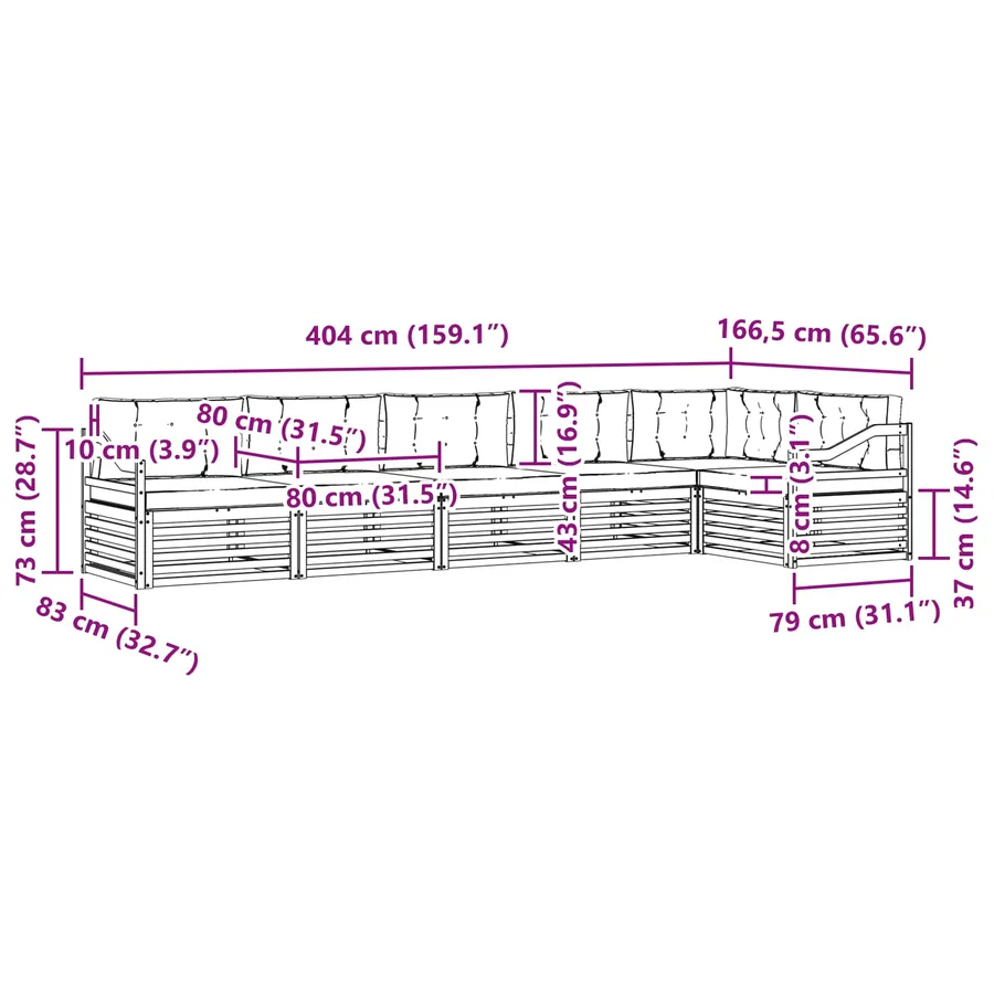 Ensemble de canapés d'extérieur 6 pcs Naturel et Crème - 9