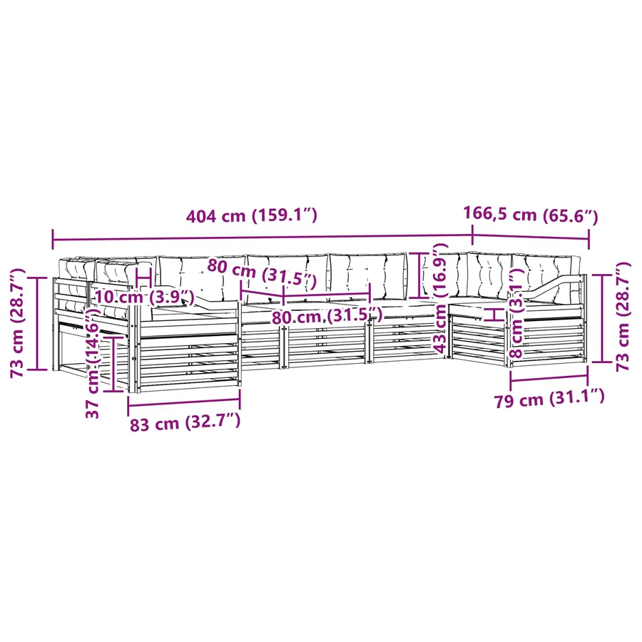Ensemble de canapés d'extérieur 7 pcs Naturel et Crème - 9