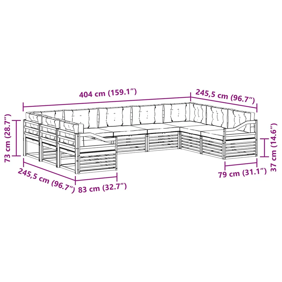 Ensemble de canapés d'extérieur 9 pcs Naturel et Crème - 9