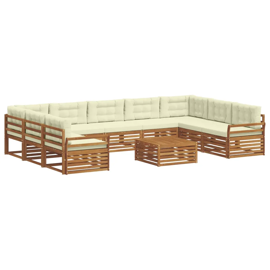 Ensemble de canapés d'extérieur 10 pcs Naturel et Crème - 2