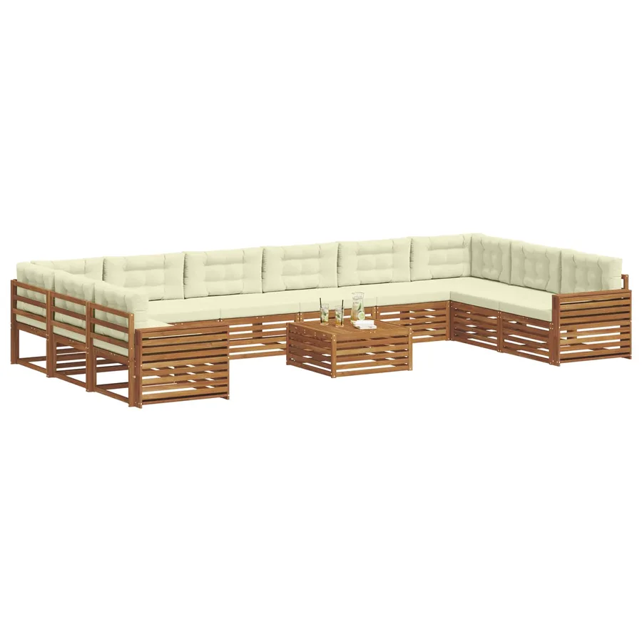 Ensembles de canapés avec coussin 11 pcs Naturel et Crème - 3