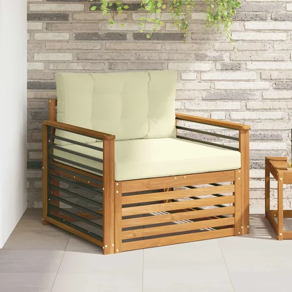 Canapé d’extérieur Bois d'acacia massif et polyester