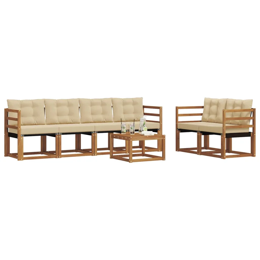 Ensemble de canapés d'extérieur 7 pcs Naturel et Beige - 3