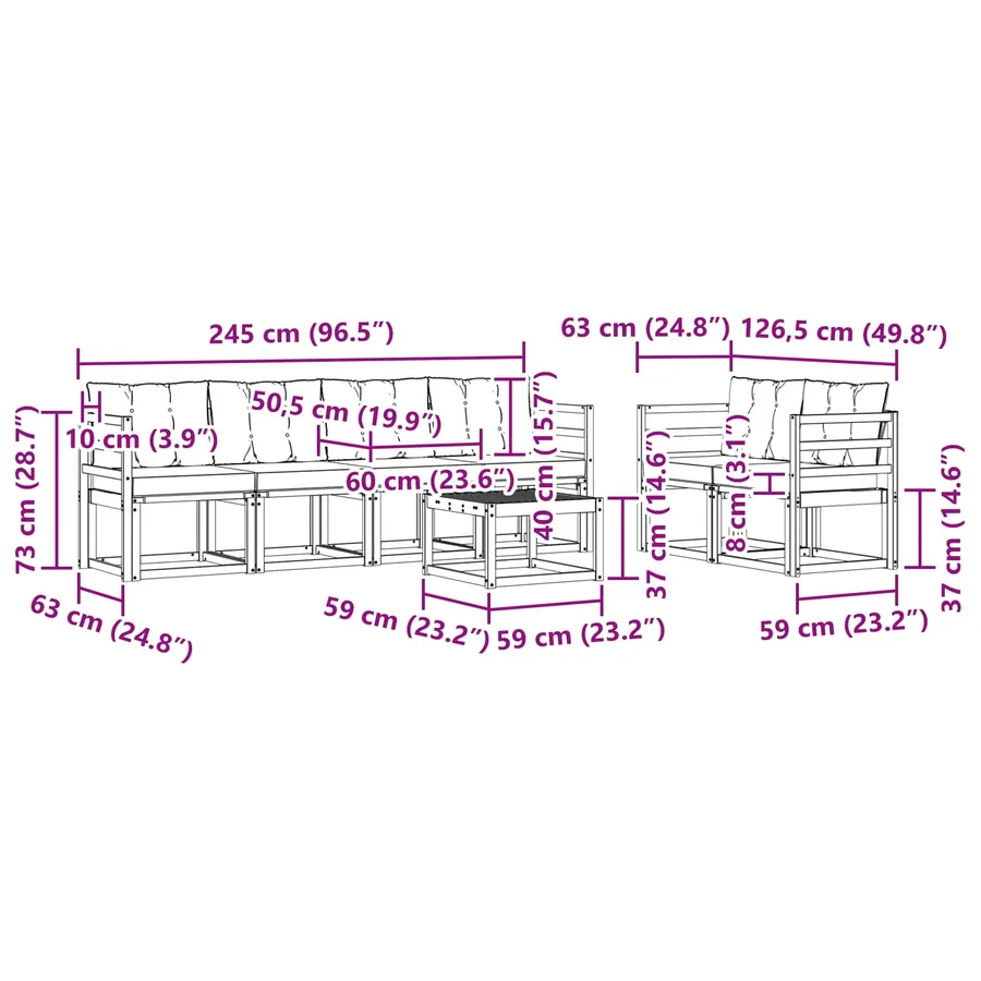Ensemble de canapés d'extérieur 7 pcs Naturel et Beige - 9