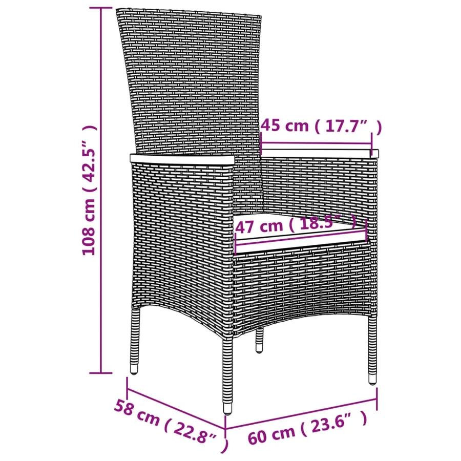 Ensemble à manger de jardin et coussins 7 pcs gris rotin - 11