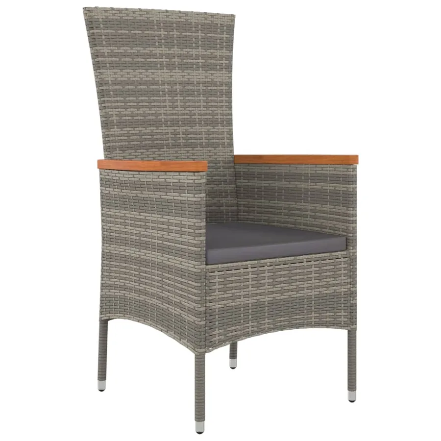 Ensemble à manger de jardin et coussins 7 pcs gris rotin - 7