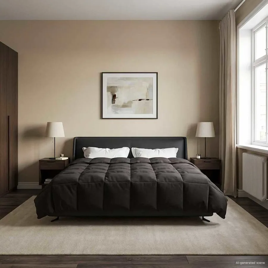 Duvet d'été simple Matelassé Anthracite 200 x 240 cm Microfibre - 4