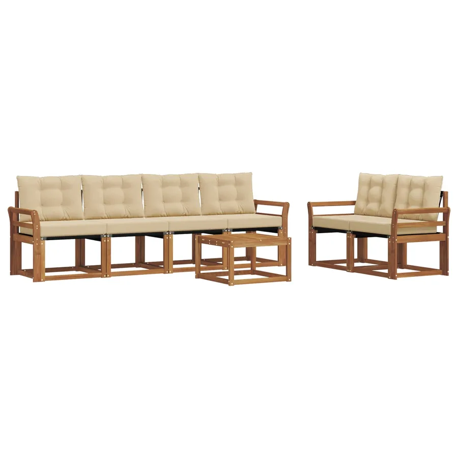 Ensemble de canapés d'extérieur 7 pcs Naturel et Beige - 2