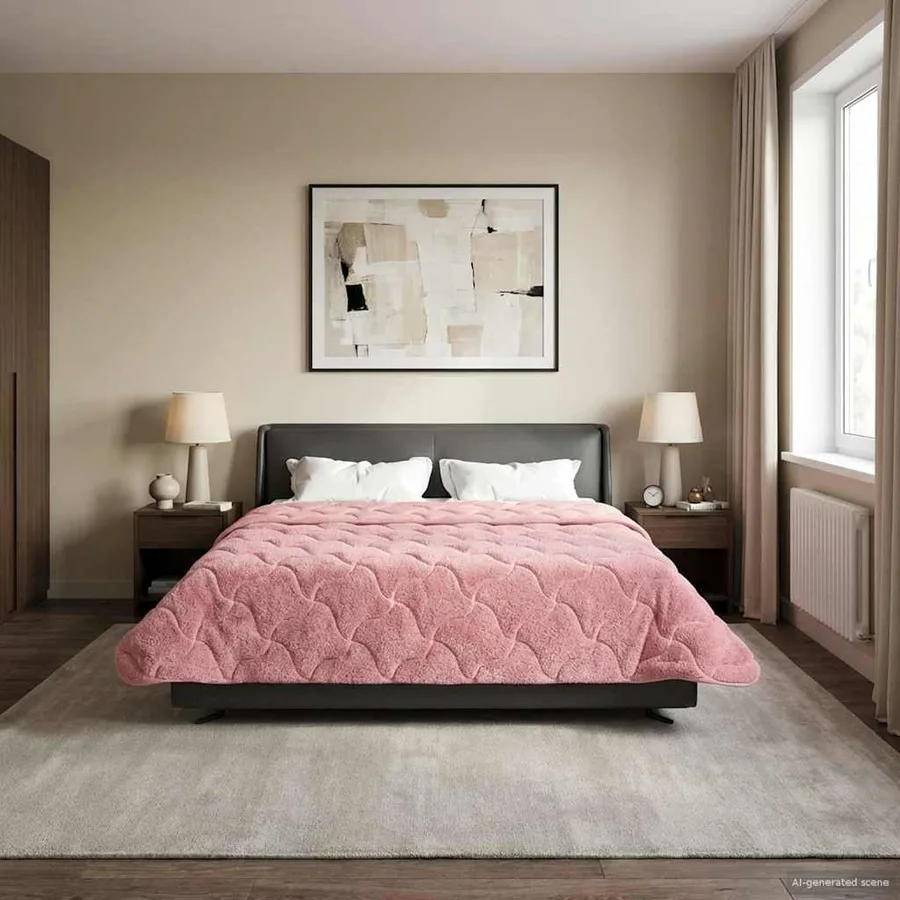 Duvet d'hiver Rose 200 x 200 cm Microfibre et polaire Teddy - 4