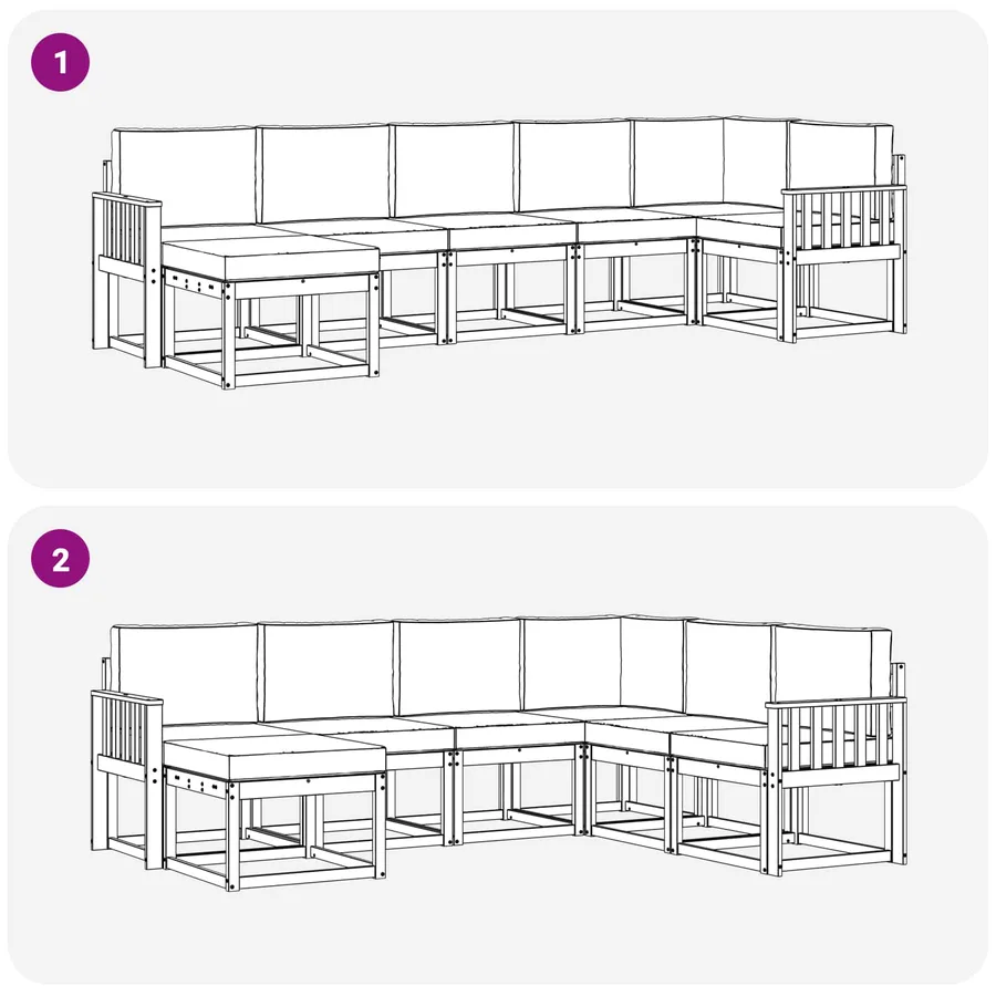 Ensemble de canapés d'extérieur 7 pcs Naturel et Crème - 7