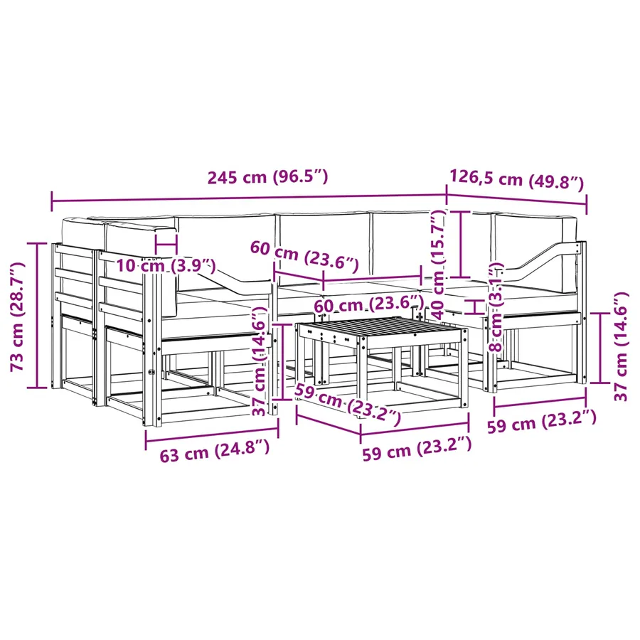 Ensemble de canapés d'extérieur 7 pcs Naturel et Crème - 10