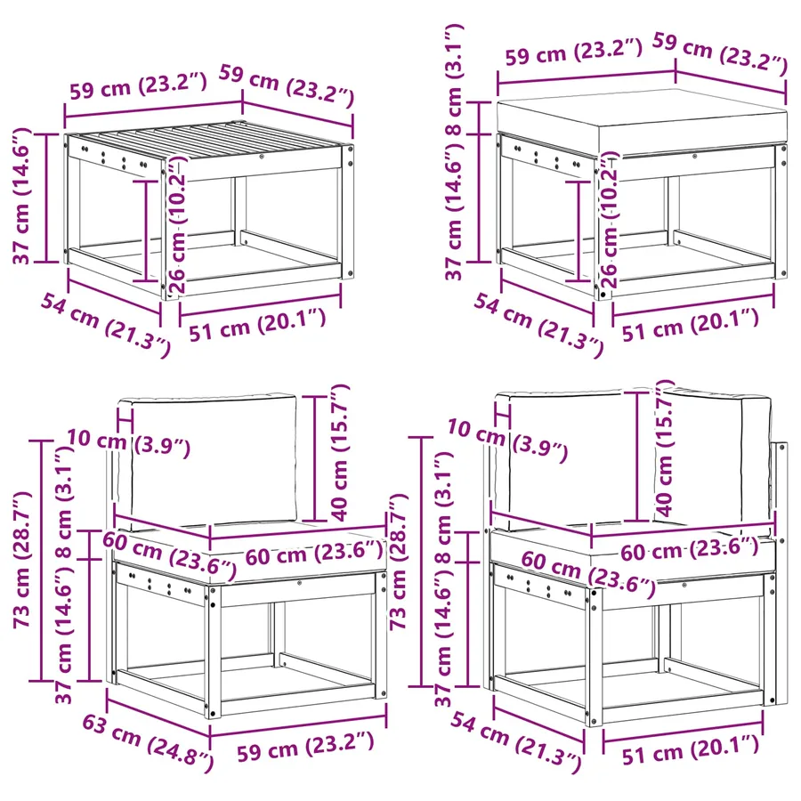 Ensemble de canapés d'extérieur 8 pcs Naturel et Crème - 13
