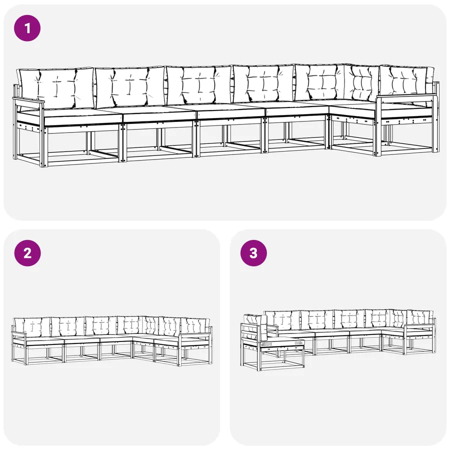 Ensemble de canapés d'extérieur 6 pcs Naturel et Crème - 7