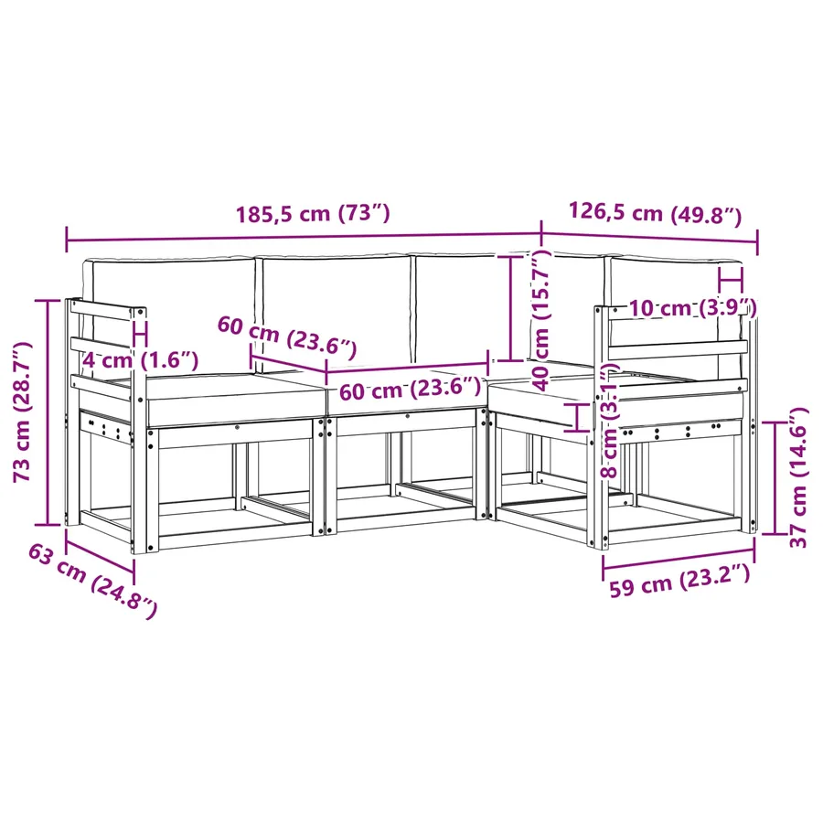Ensemble de canapés d'extérieur 4 pcs Naturel et Crème - 10