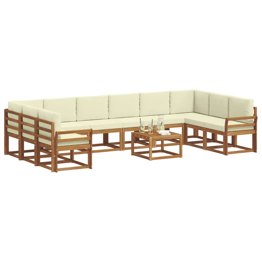 Ensemble de canapés d'extérieur 11 pcs Naturel et Crème - 3