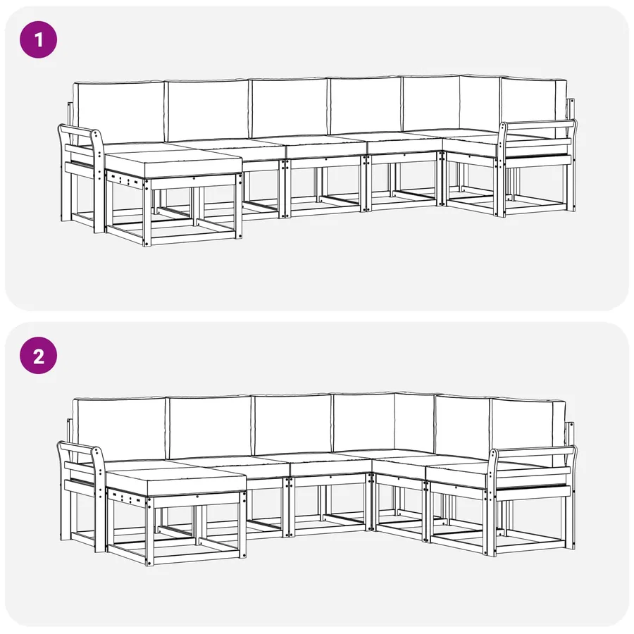 Ensemble de canapés d'extérieur 7 pcs Naturel et Crème - 7