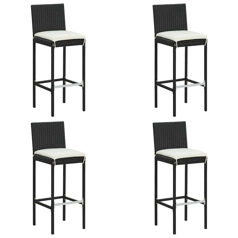 Ensemble de bar de jardin 5 pcs avec coussins noir poly rotin - 4