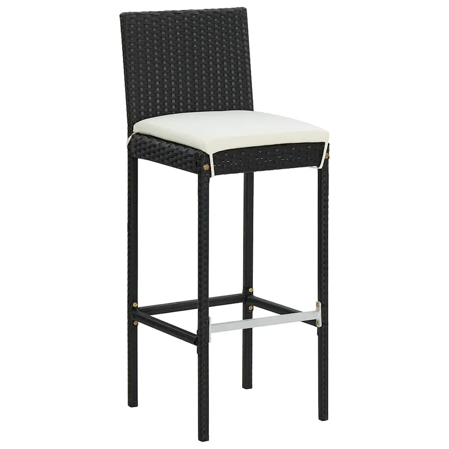 Ensemble de bar de jardin 5 pcs avec coussins noir poly rotin - 5