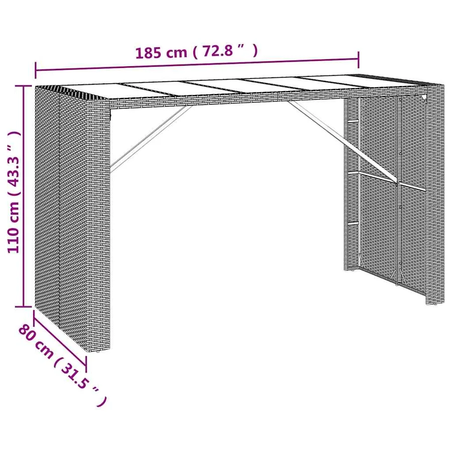 Ensemble de bar de jardin 9 pcs avec coussins noir poly rotin - 7