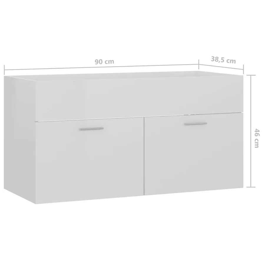 Armoire d'évier avec lavabo intégré Blanc brillant - 14