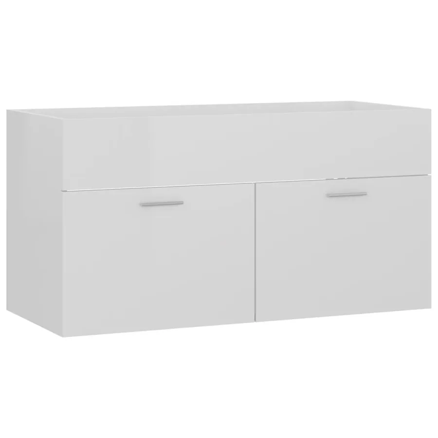 Armoire d'évier avec lavabo intégré Blanc brillant - 6