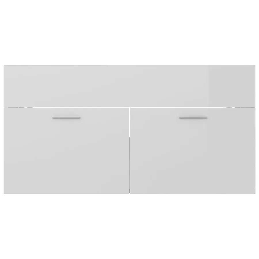 Armoire d'évier avec lavabo intégré Blanc brillant - 8