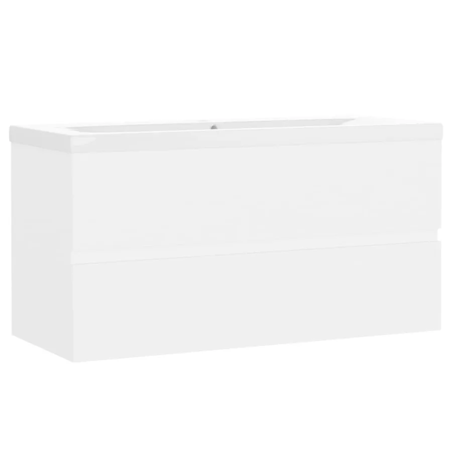 Armoire d'évier avec lavabo intégré Blanc Bois d'ingénierie - 2