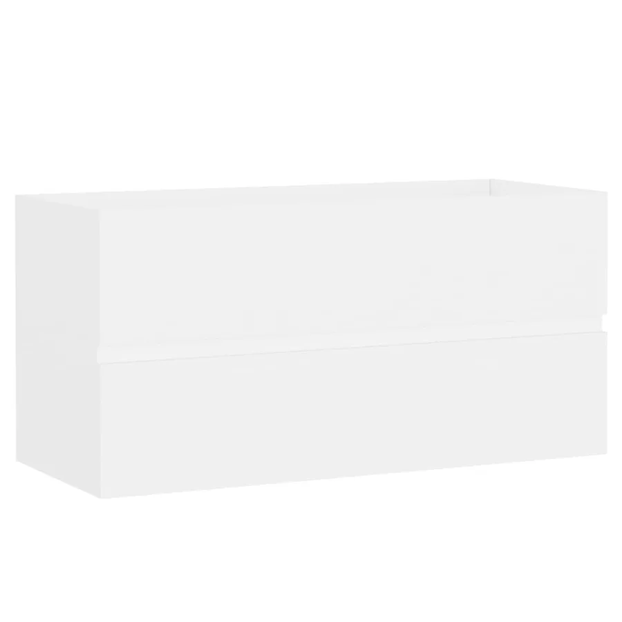 Armoire d'évier avec lavabo intégré Blanc Bois d'ingénierie - 3