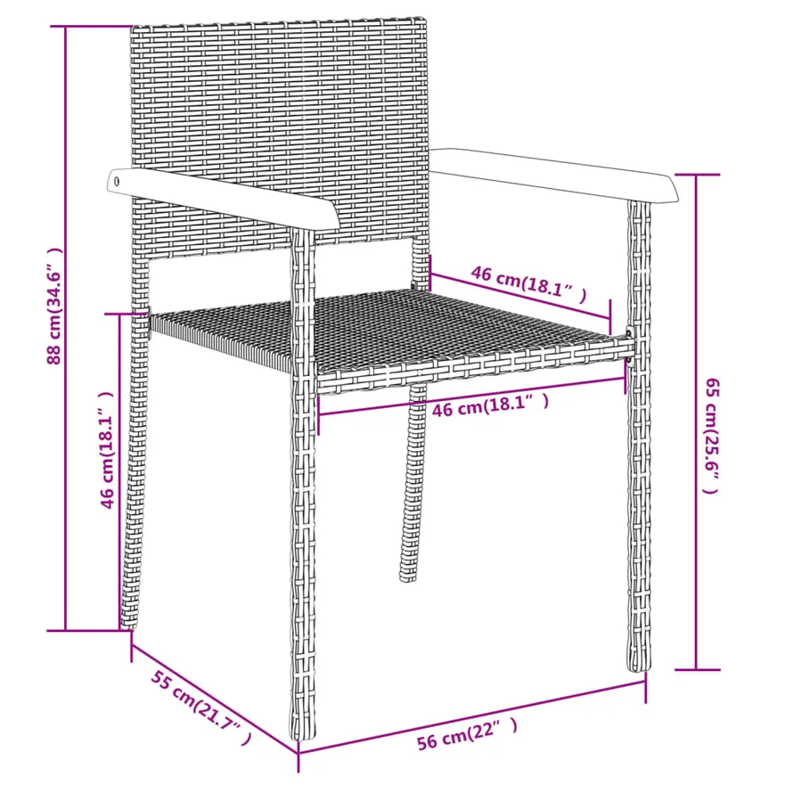 Ensemble à manger de jardin 5 pcs Noir - 8