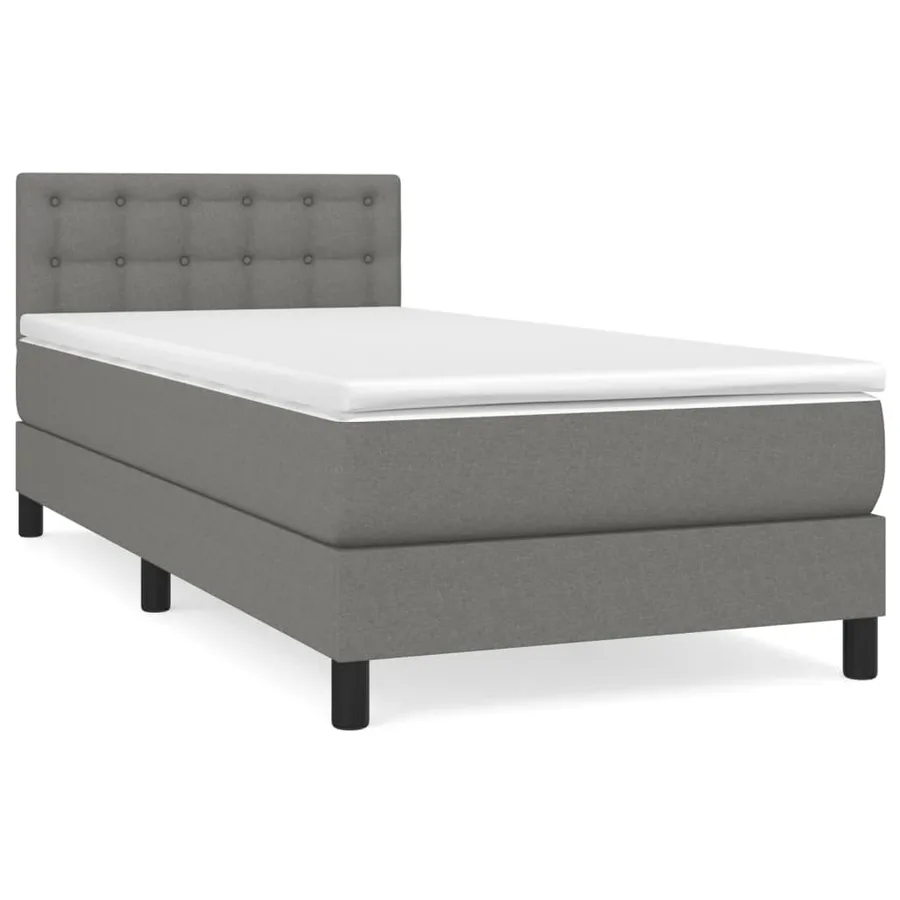Sommier à lattes de lit avec matelas Gris foncé 90x200 cm Tissu - 2